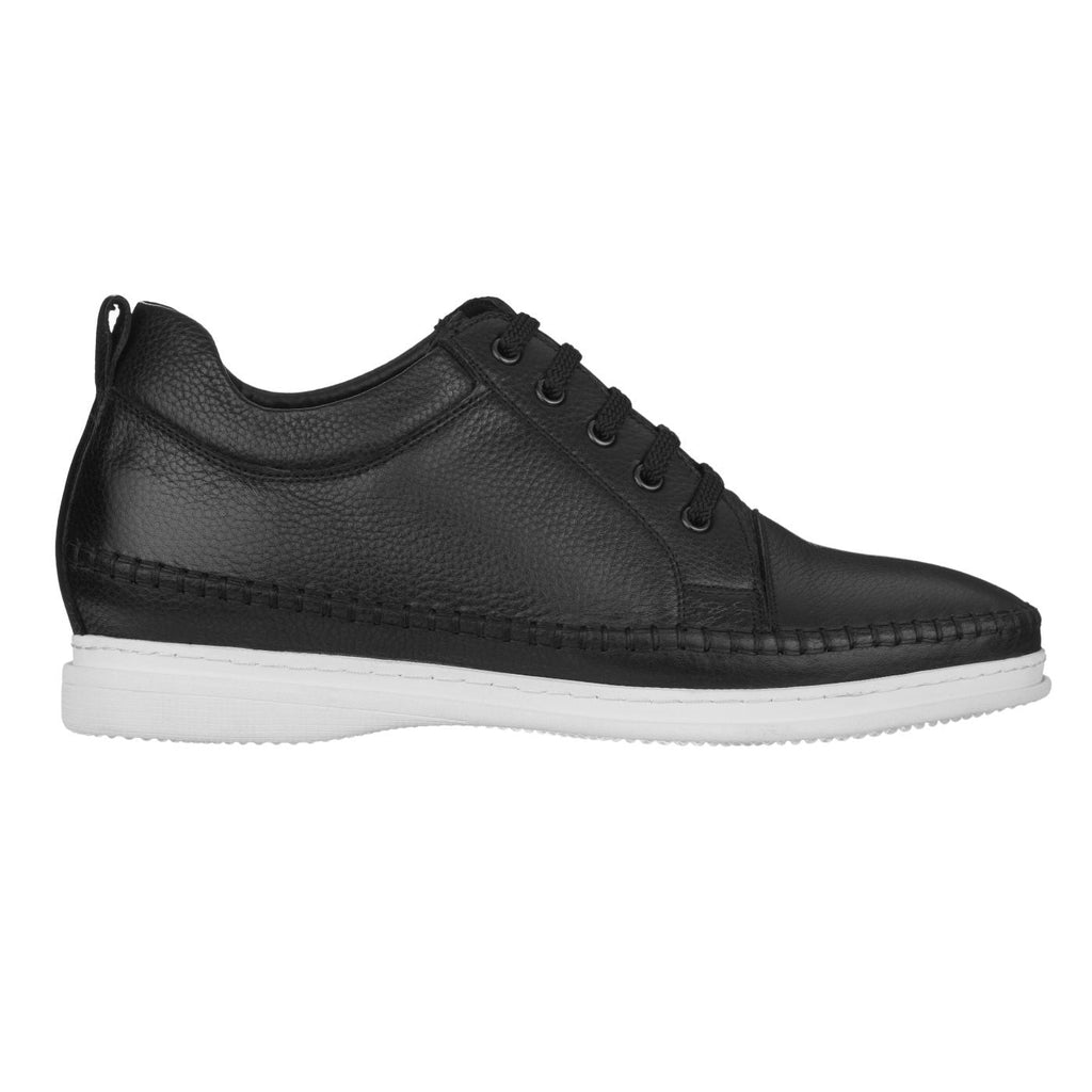 CALTO 3 Inch Casual Leather Elevator Sneakers - Black - S4311 - WonderingCloth