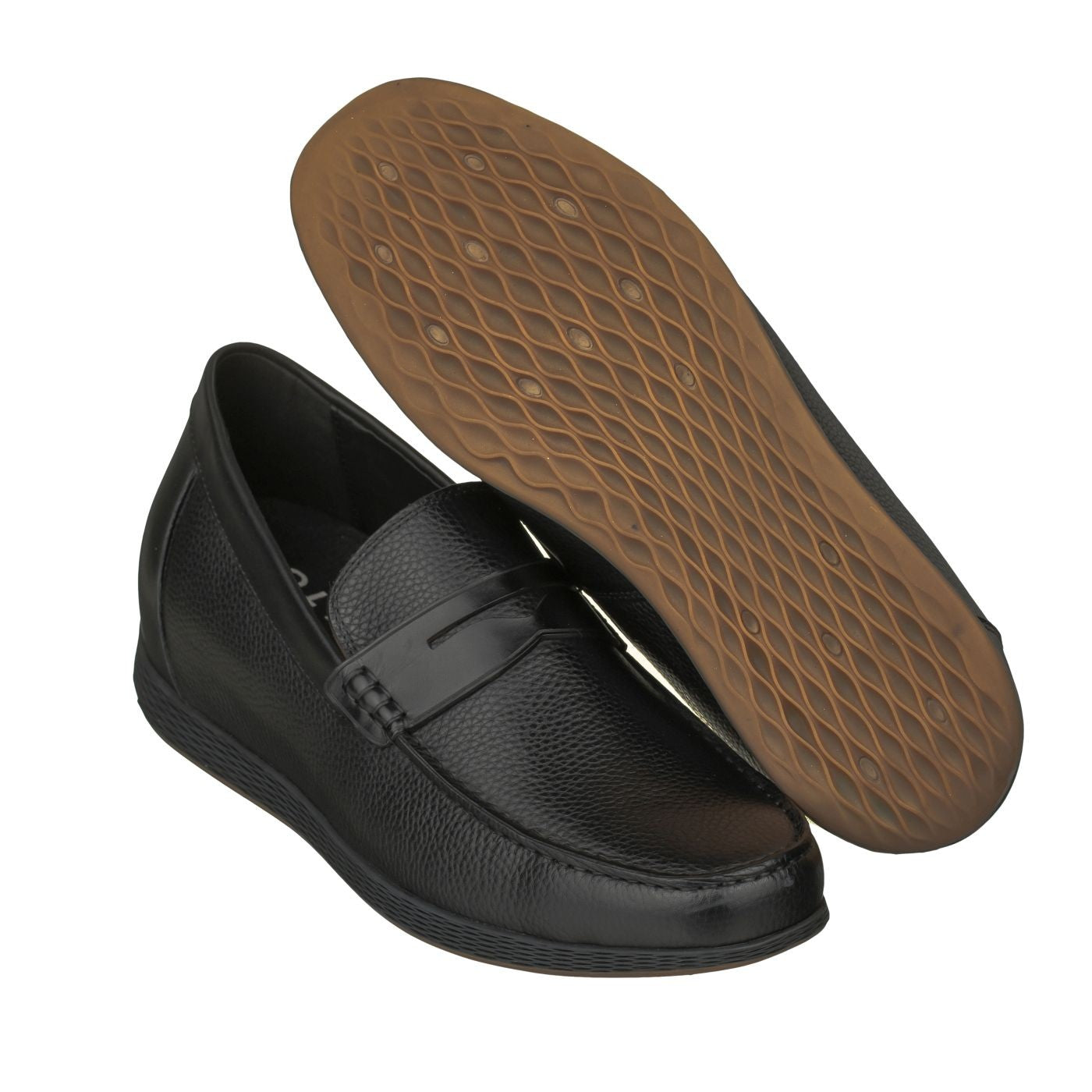 CALTO Black Penny Loafer Elevator Shoes - 2.4 Inches - S1090 - WonderingCloth