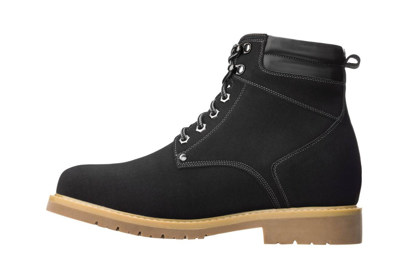 CALTO - K8820 - 3.2 Inches Taller (Nubuck Black) - Work Style Boot - WonderingCloth