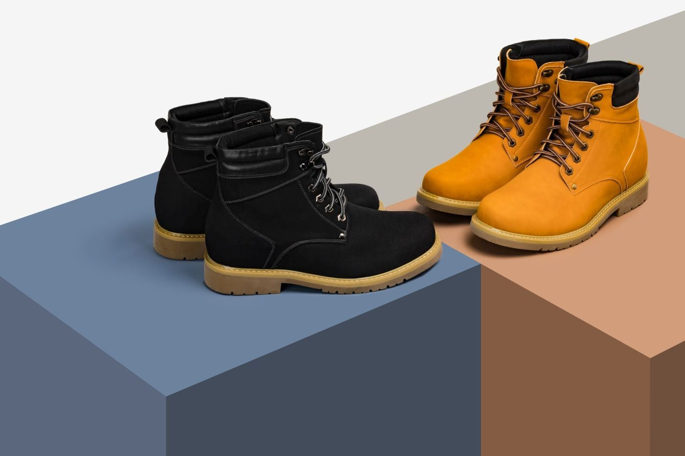 CALTO - K8821 - 3.2 Inches Taller (Nubuck Camel) - Work Style Boot - WonderingCloth