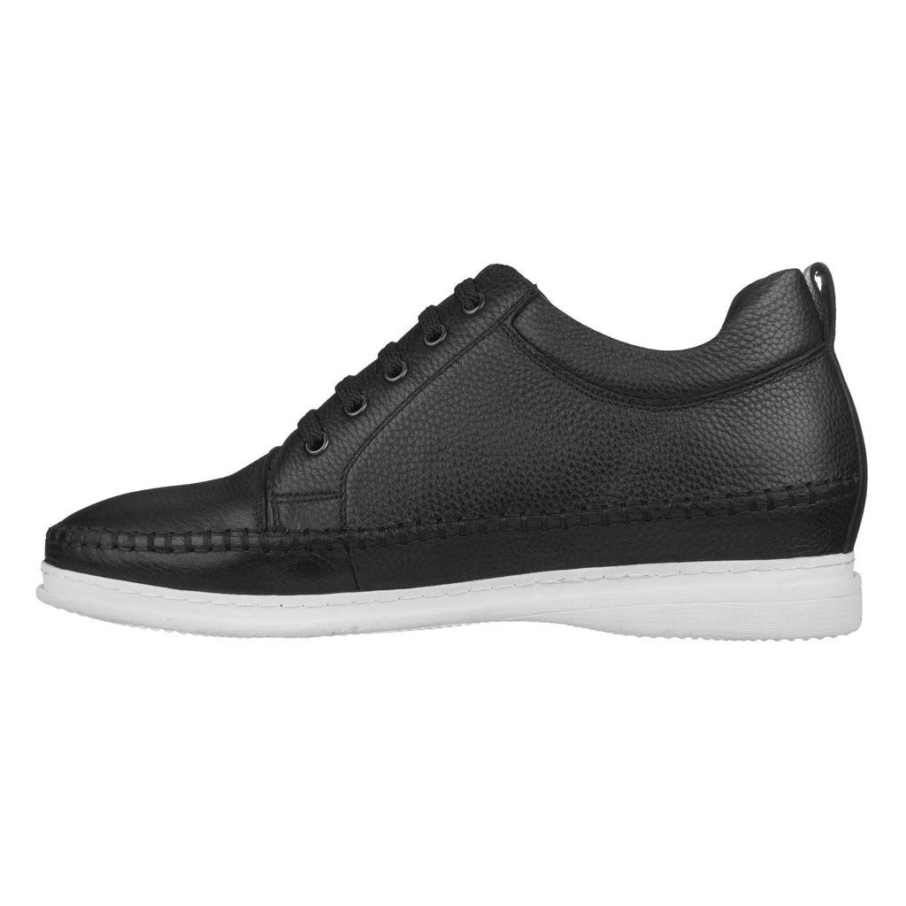 CALTO 3 Inch Casual Leather Elevator Sneakers - Black - S4311 - WonderingCloth