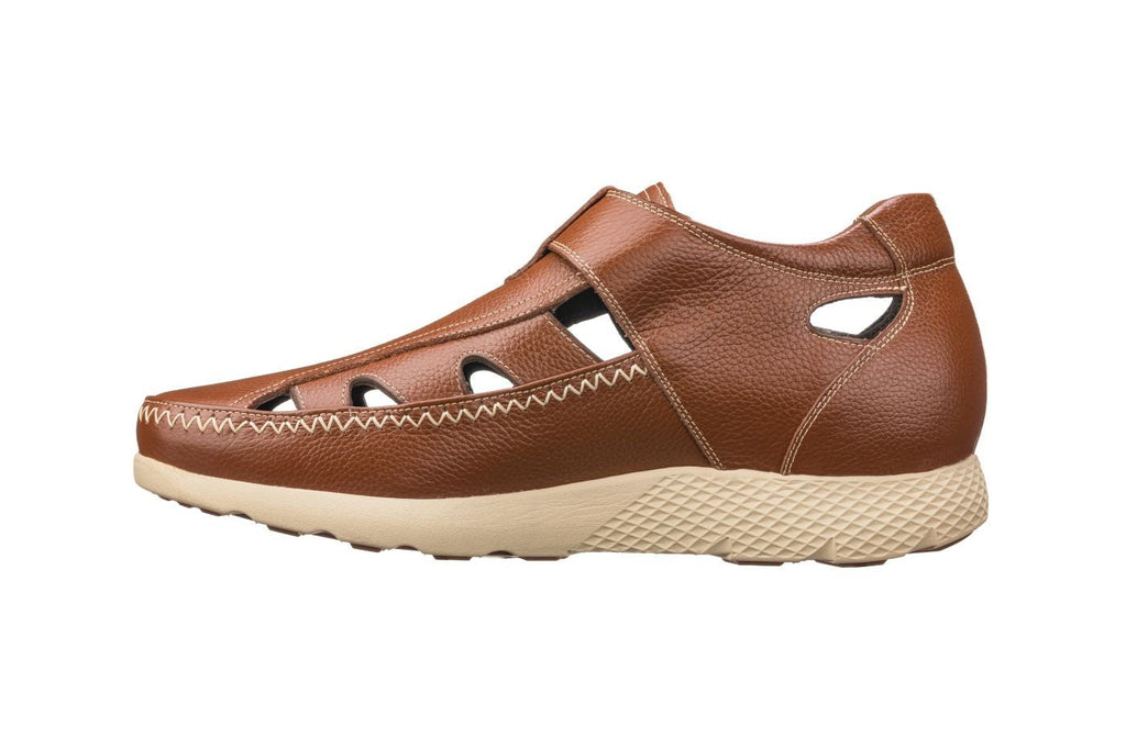 CALTO - K2133 - 2.8 Inches Taller (Brown) - Fisherman Sandal Lightweight - WonderingCloth