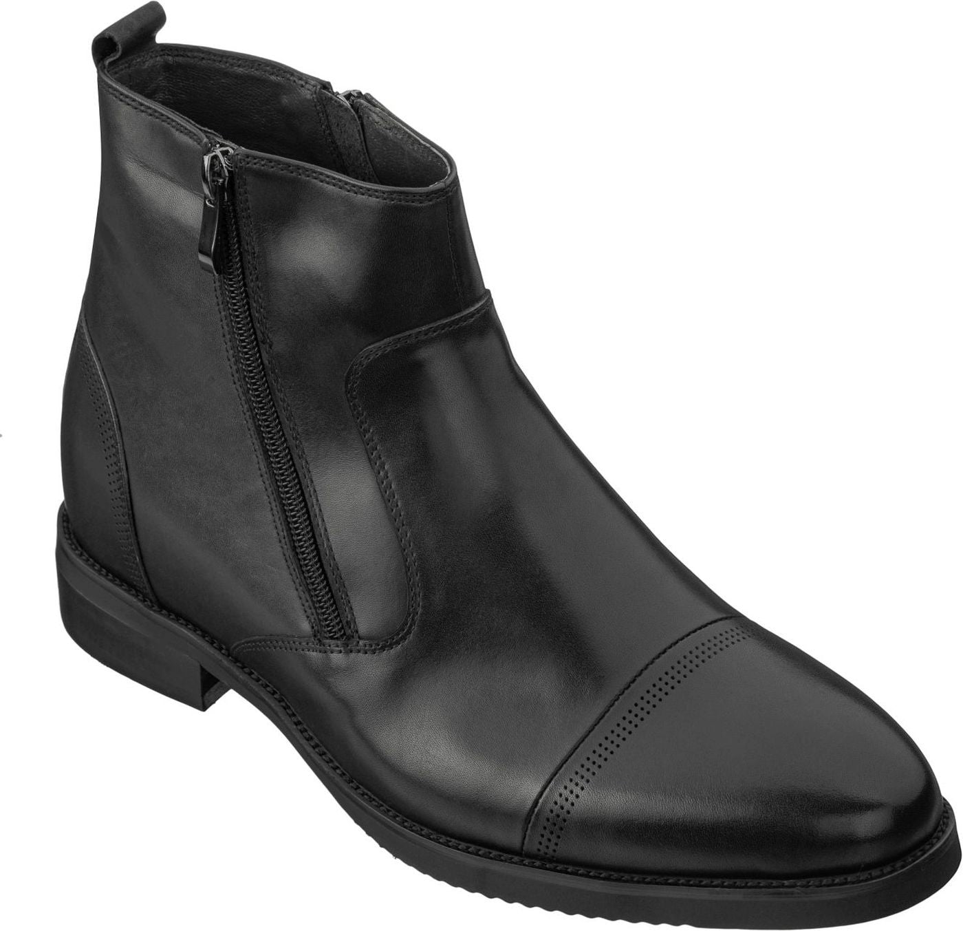 CALTO - S28001 - 3.2 Inches Taller (Black) - Lightweight - Zipper Boots - WonderingCloth