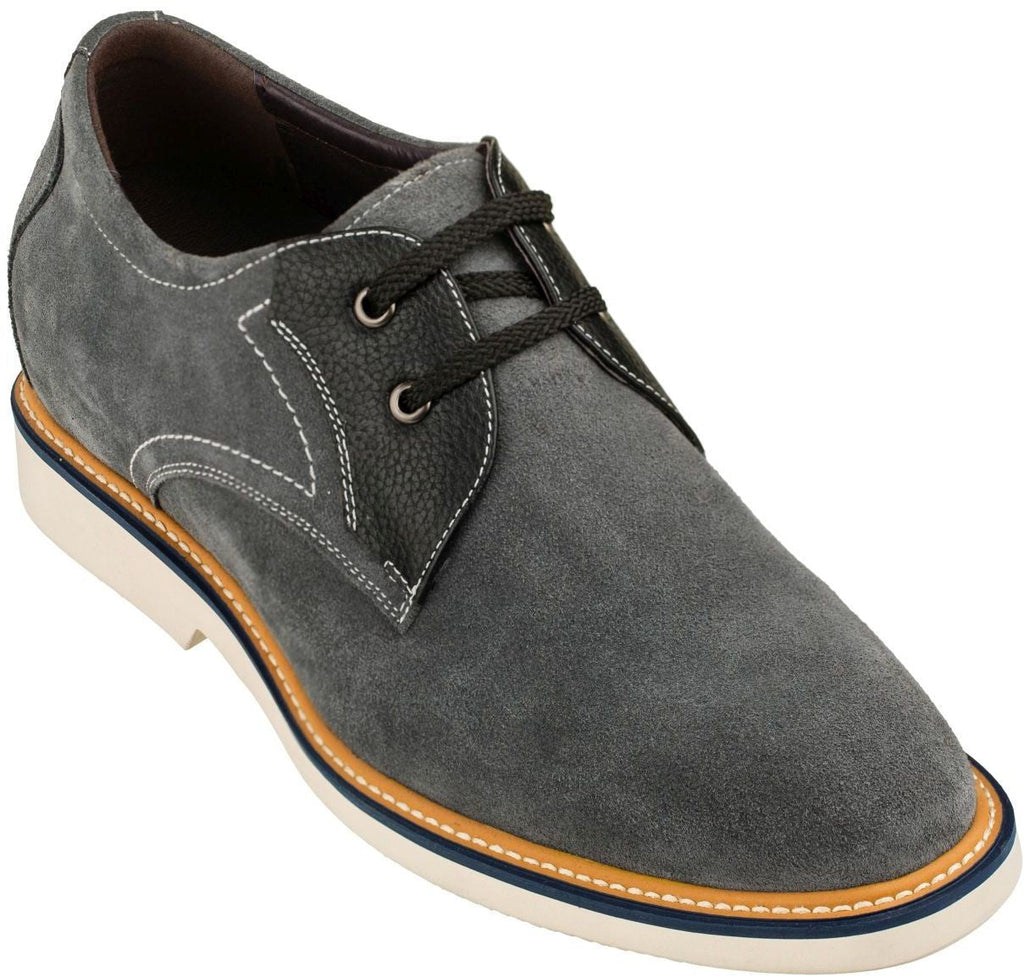 CALTO Business Casual Grey Leather Shoes 2.8 Inch  - Y42023 - WonderingCloth