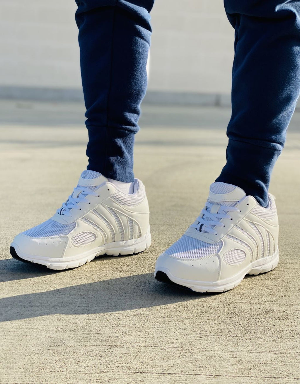CALTO Light White Elevator Sneakers - Three Inches - G3303 - WonderingCloth