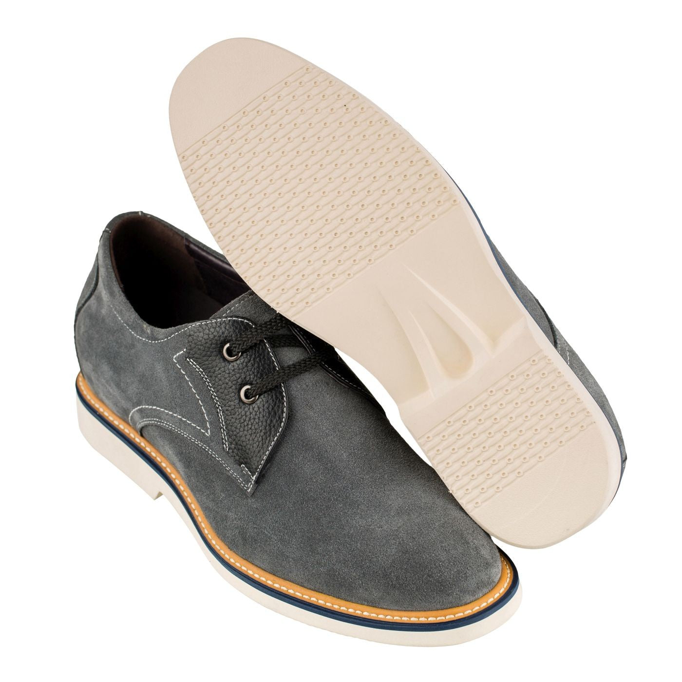 CALTO Business Casual Grey Leather Shoes 2.8 Inch  - Y42023 - WonderingCloth