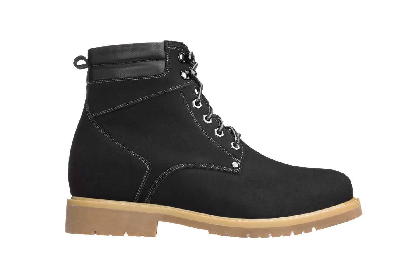 CALTO - K8820 - 3.2 Inches Taller (Nubuck Black) - Work Style Boot - WonderingCloth