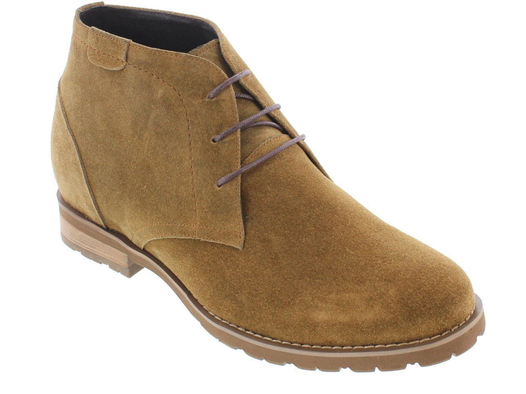 CALTO Brown Nubuck Leather Dress Boots - Three Inches - T65561 - WonderingCloth