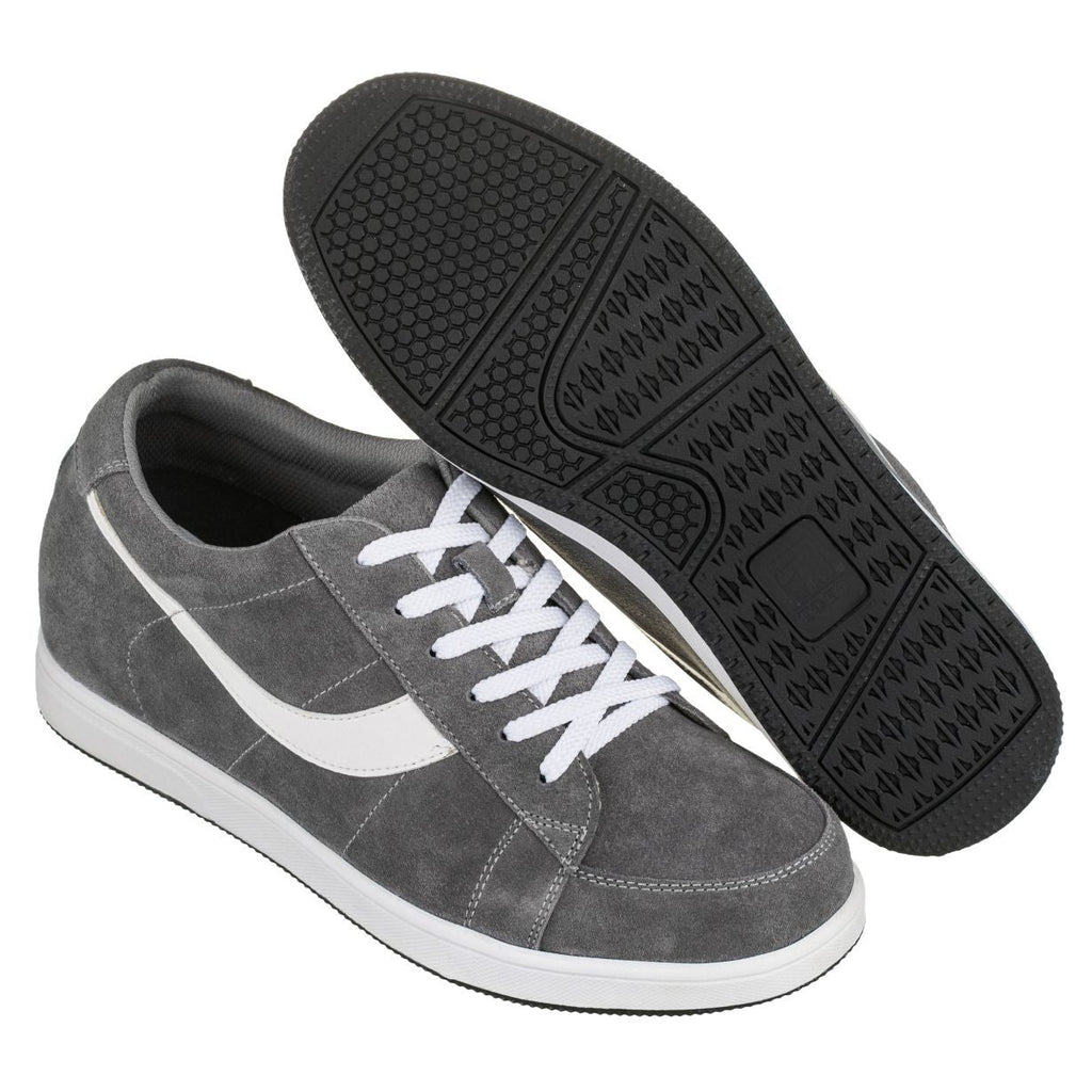 2.8-Inch TOTO Gray & White Suede Leather Sneakers - A1911 - WonderingCloth