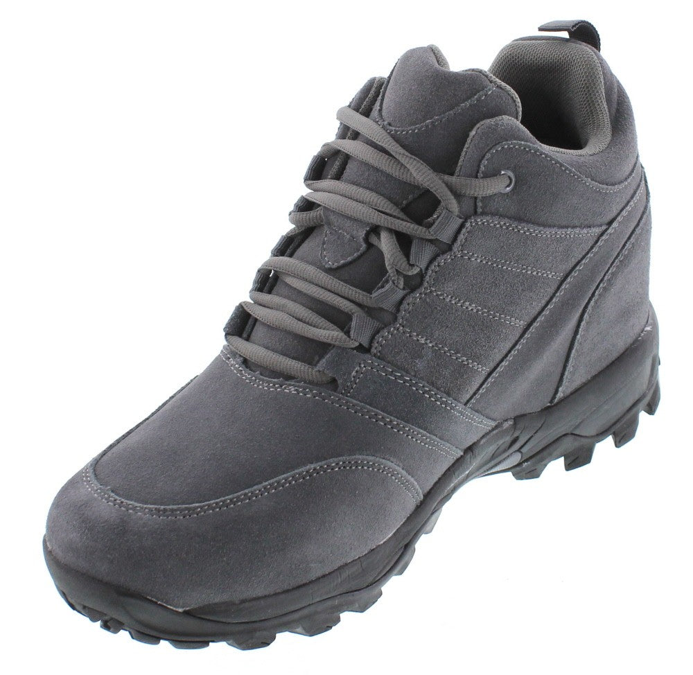 CALTO - H0032 - 4 Inches Taller (Grey) - Hiking Style Boots - WonderingCloth