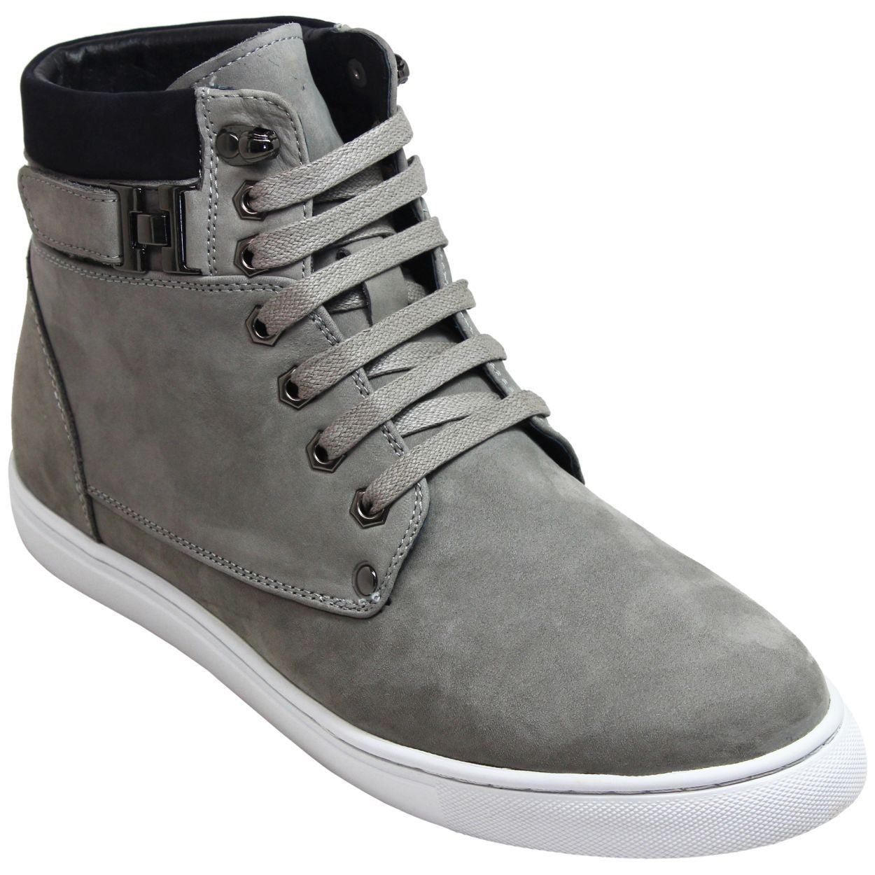 CALTO - T53120 - 2.6 Inches Taller (Nubuck Grey) - High top sneak-boot - WonderingCloth