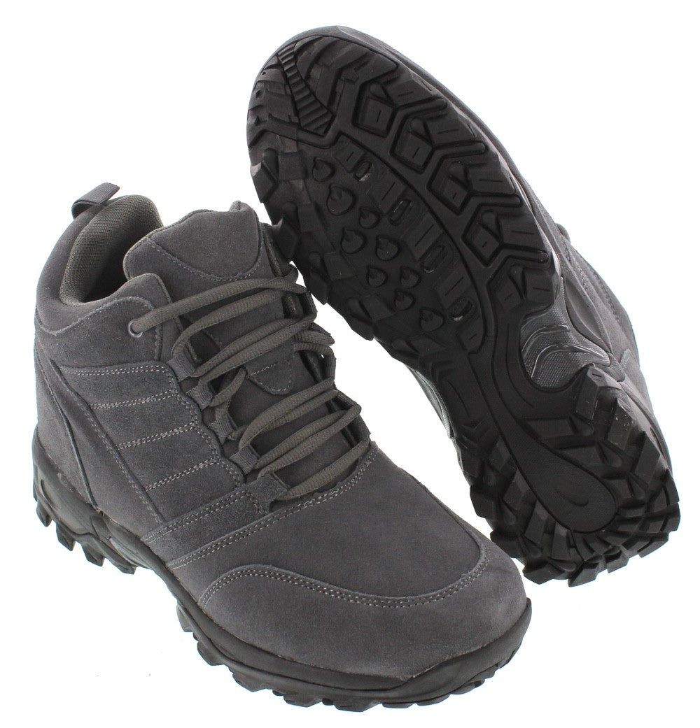 CALTO - H0032 - 4 Inches Taller (Grey) - Hiking Style Boots - WonderingCloth