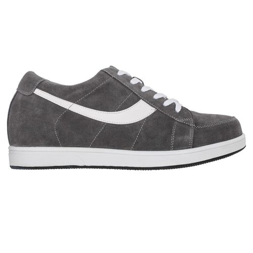 2.8-Inch TOTO Gray & White Suede Leather Sneakers - A1911 - WonderingCloth