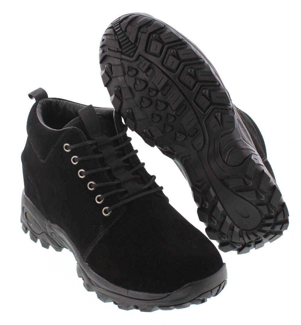 CALTO 3.2" Taller Black Hiker-Style Height-Enhancing Shoes H7222 - WonderingCloth