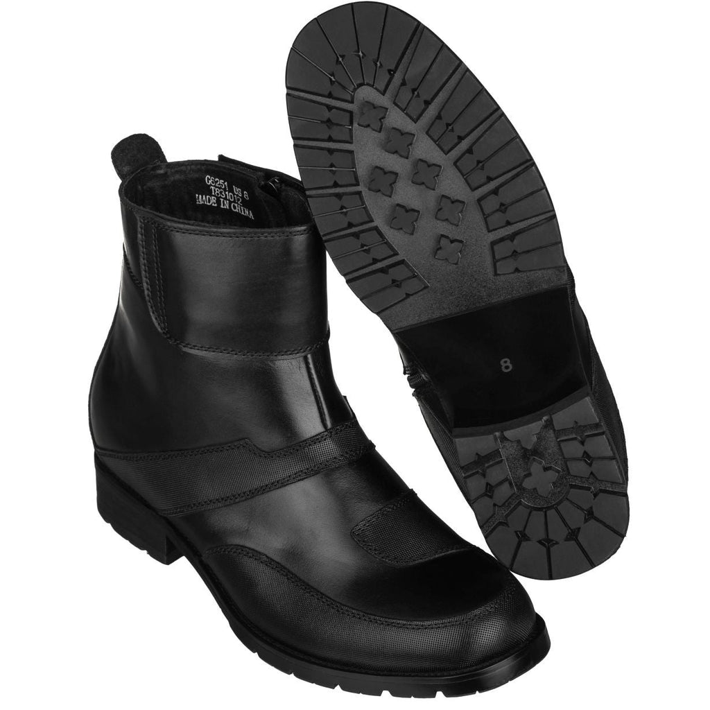 Black CALTO Elevator Motorcycle Boots - 3.3 Inches - G6251 - WonderingCloth