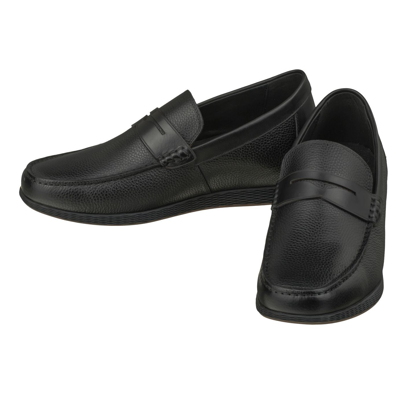 CALTO Black Penny Loafer Elevator Shoes - 2.4 Inches - S1090 - WonderingCloth