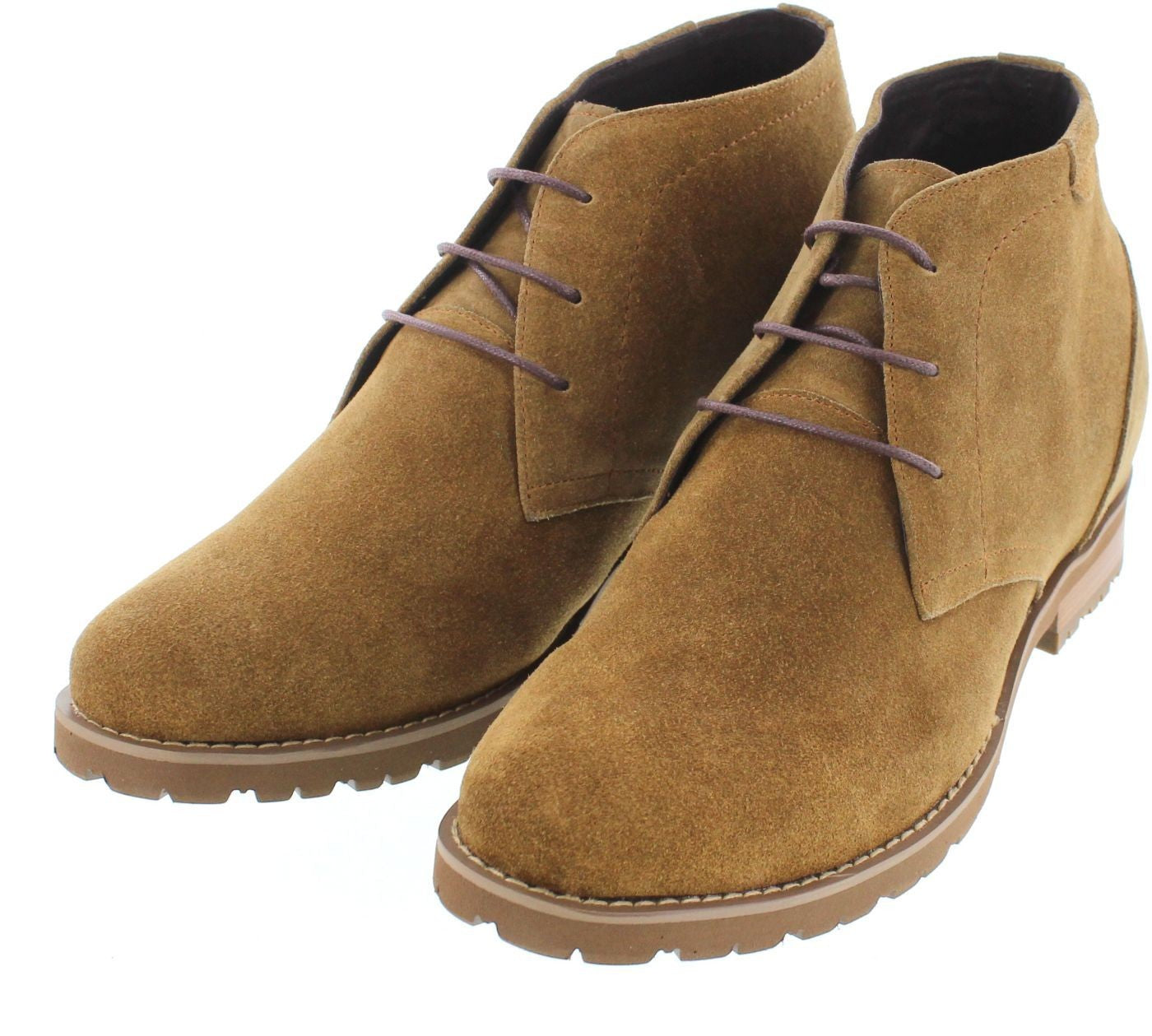 CALTO Brown Nubuck Leather Dress Boots - Three Inches - T65561 - WonderingCloth