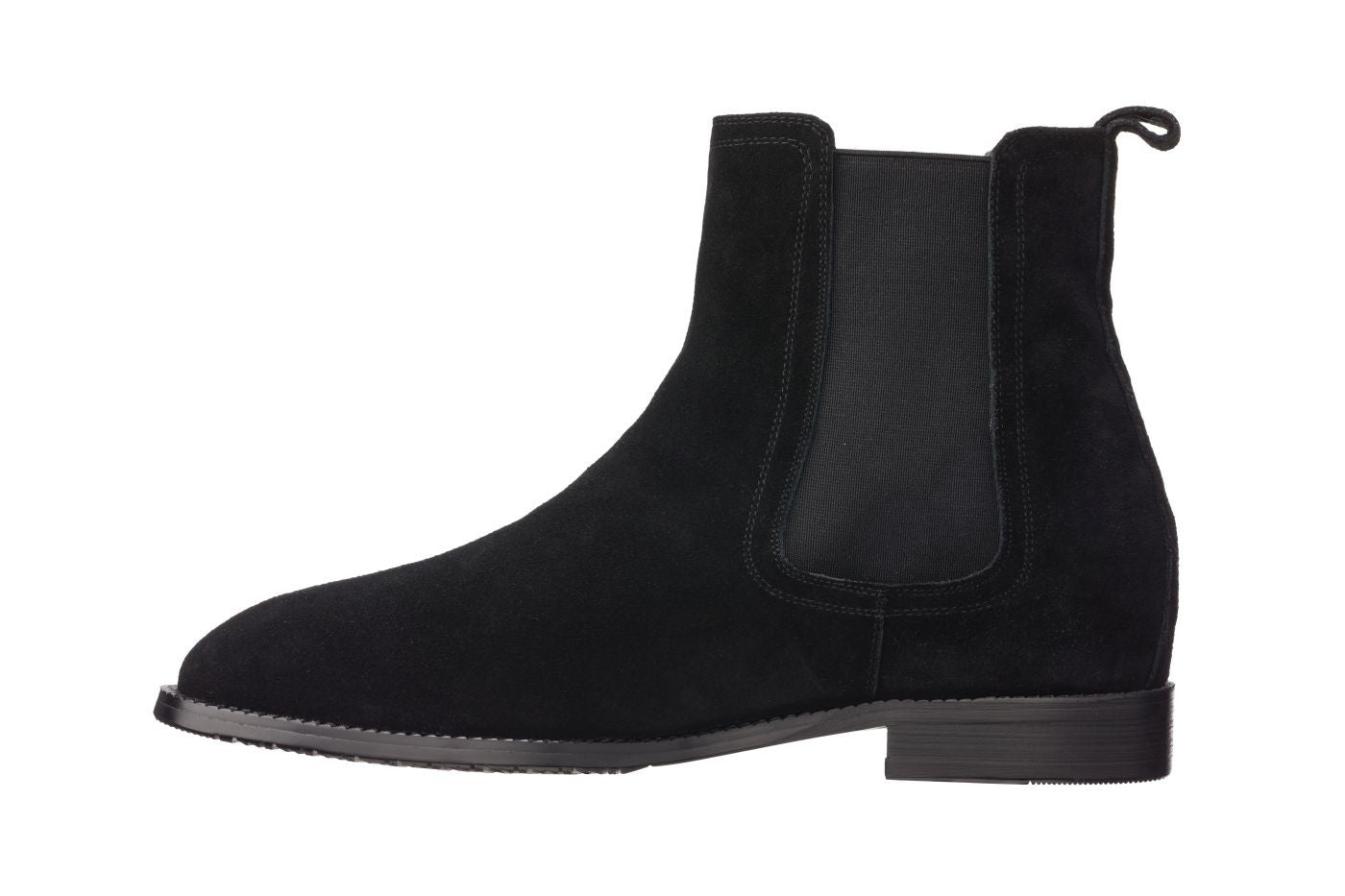 CALTO - K33090 - 2.9 Inches Taller (Black) - Suede Chelsea Boot - WonderingCloth