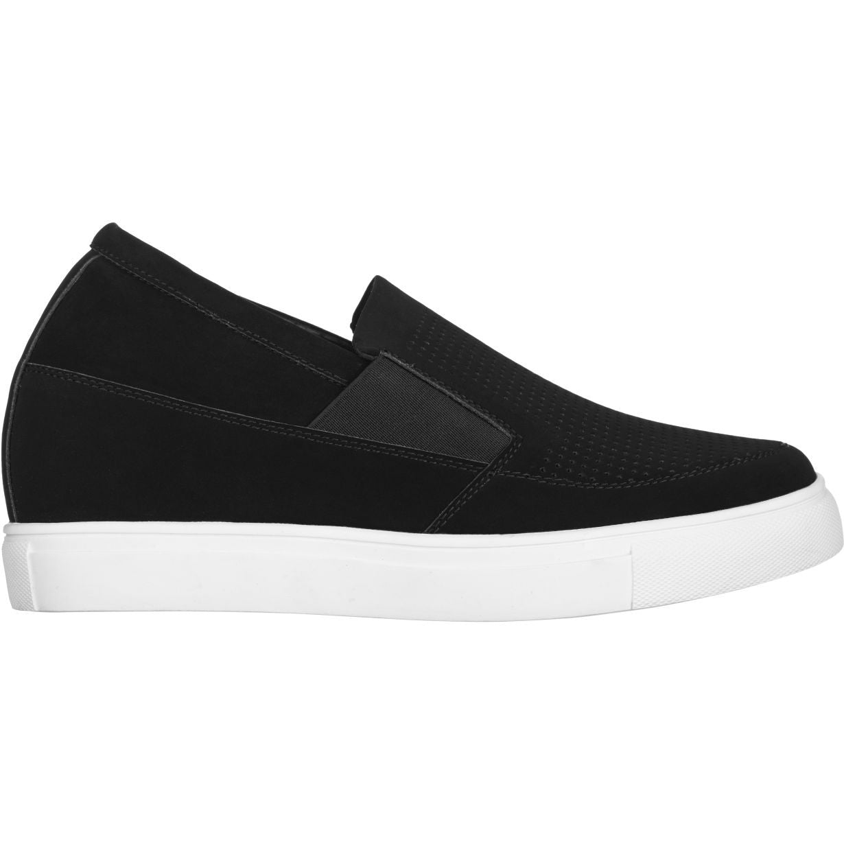 CALTO G63890 3-Inch Taller Lightweight Slip-On Black Sneakers - WonderingCloth