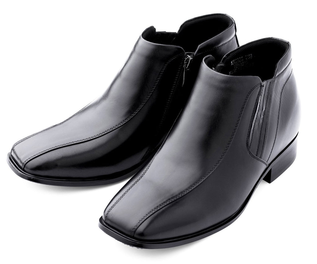 CALDEN - K99805 - 3.2 Inches Taller (Black) Zipper Boots - WonderingCloth