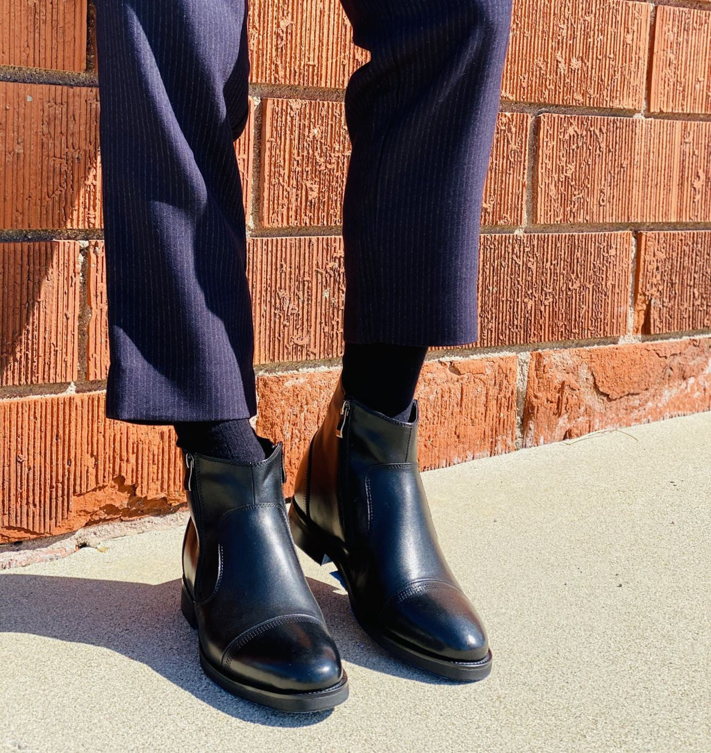CALTO - S28001 - 3.2 Inches Taller (Black) - Lightweight - Zipper Boots - WonderingCloth