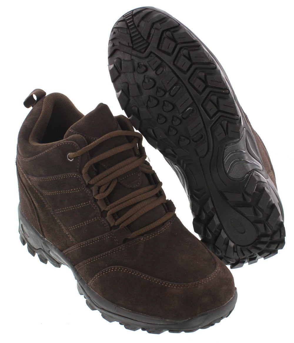 CALTO - H0031 - 4 Inches Taller (Dark Brown) - Hiking Style Boots - WonderingCloth