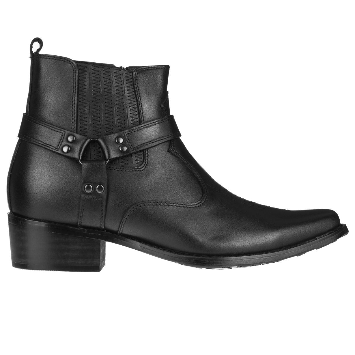 CALTO - T8112 - 3.3 Inches Taller (Black) - Zipper Boots - WonderingCloth