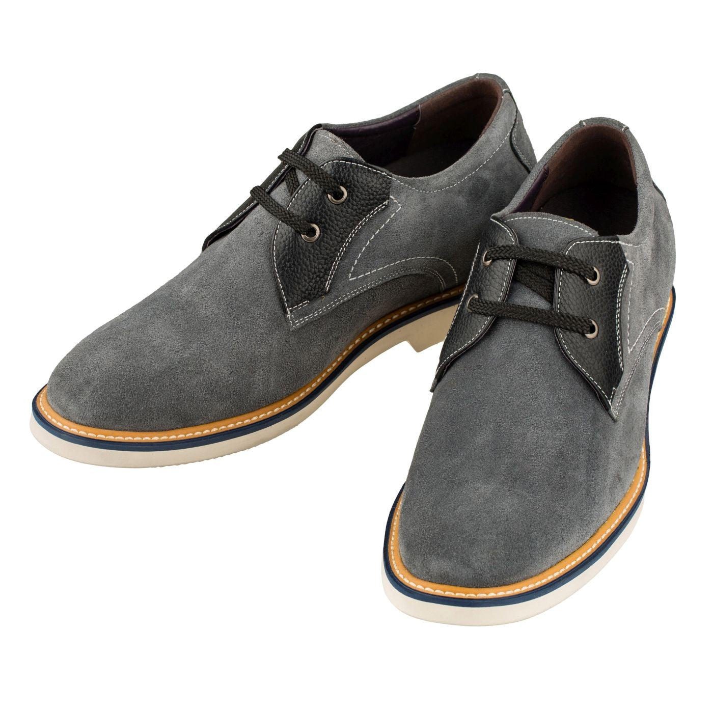 CALTO Business Casual Grey Leather Shoes 2.8 Inch  - Y42023 - WonderingCloth