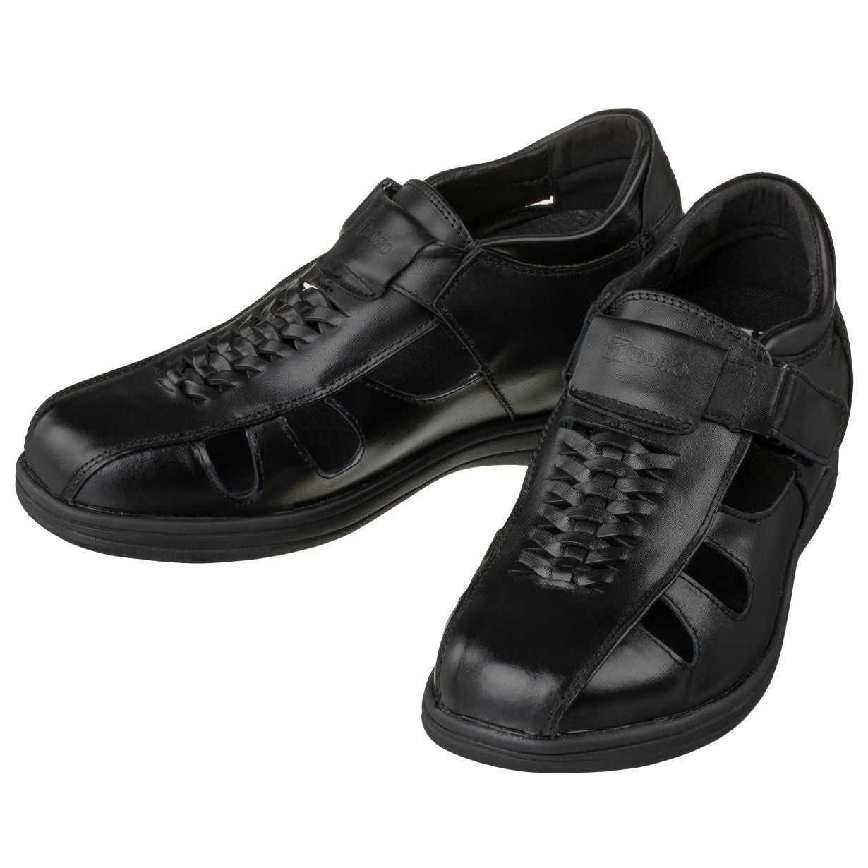 TOTO Black Braided Leather Sandals - Three Inches - G1307 - WonderingCloth