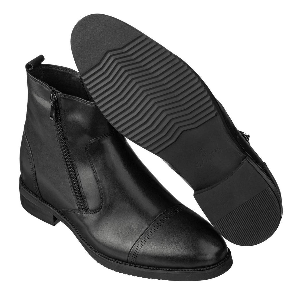 CALTO - S28001 - 3.2 Inches Taller (Black) - Lightweight - Zipper Boots - WonderingCloth