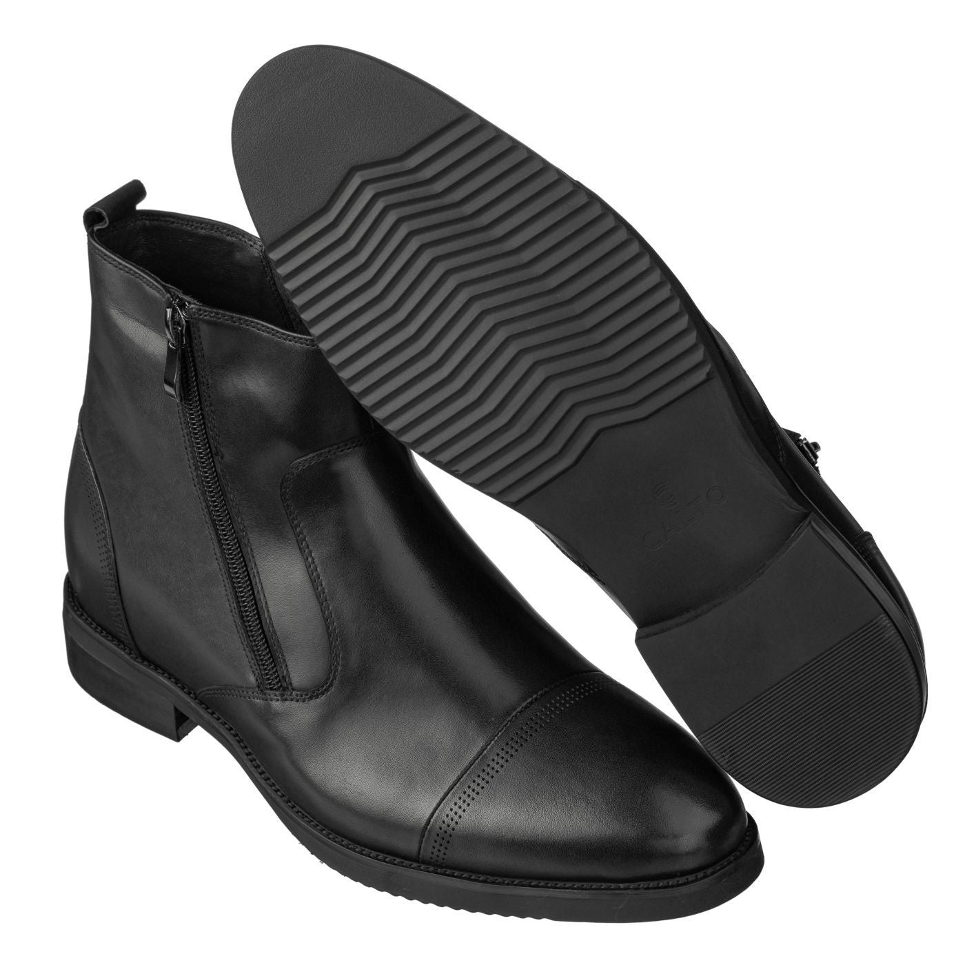 CALTO - S28001 - 3.2 Inches Taller (Black) - Lightweight - Zipper Boots - WonderingCloth