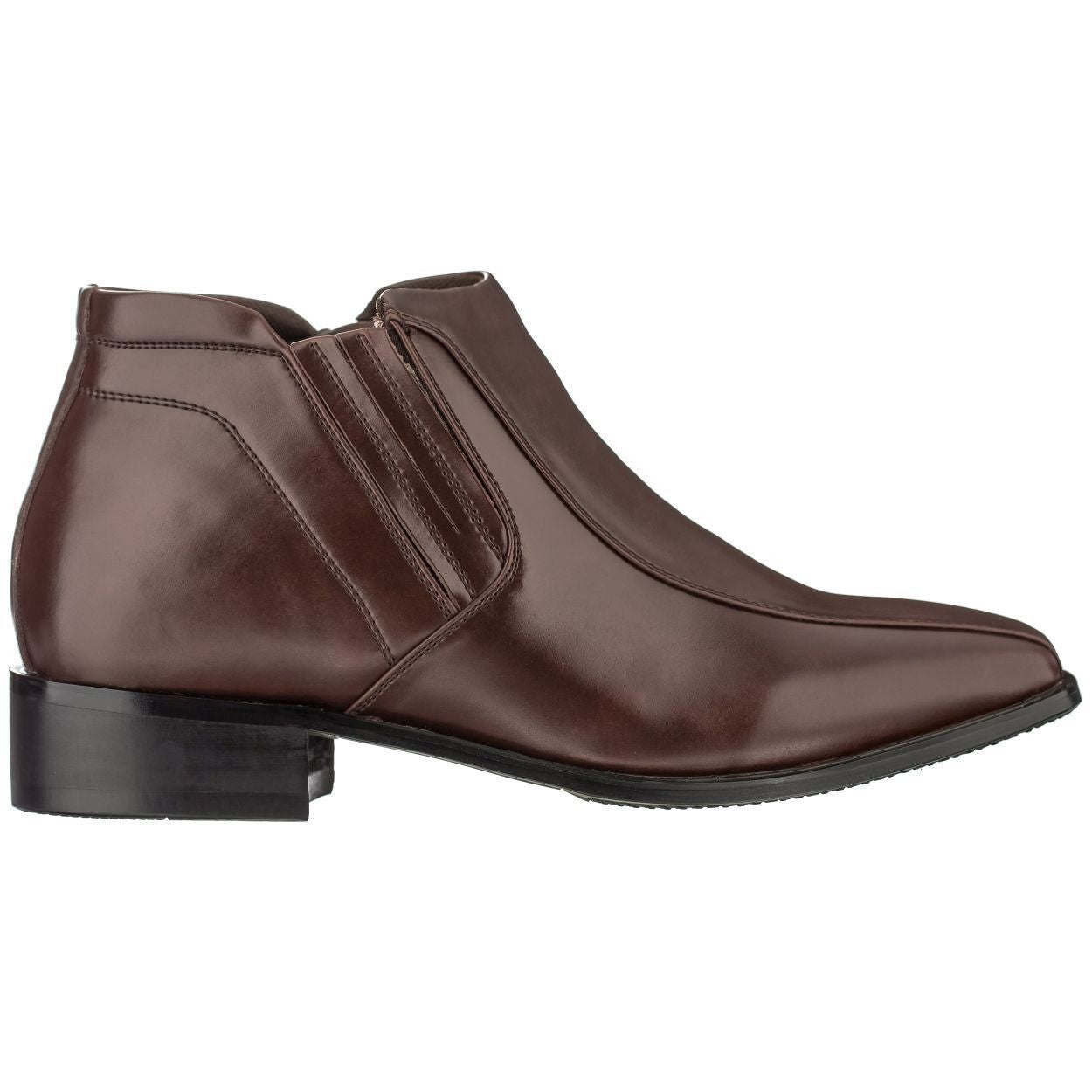 CALDEN Brown Leather Zipper Boots - 3.2 Inches - K99805-1 - WonderingCloth