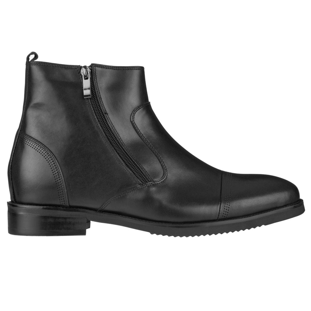CALTO - S28001 - 3.2 Inches Taller (Black) - Lightweight - Zipper Boots - WonderingCloth
