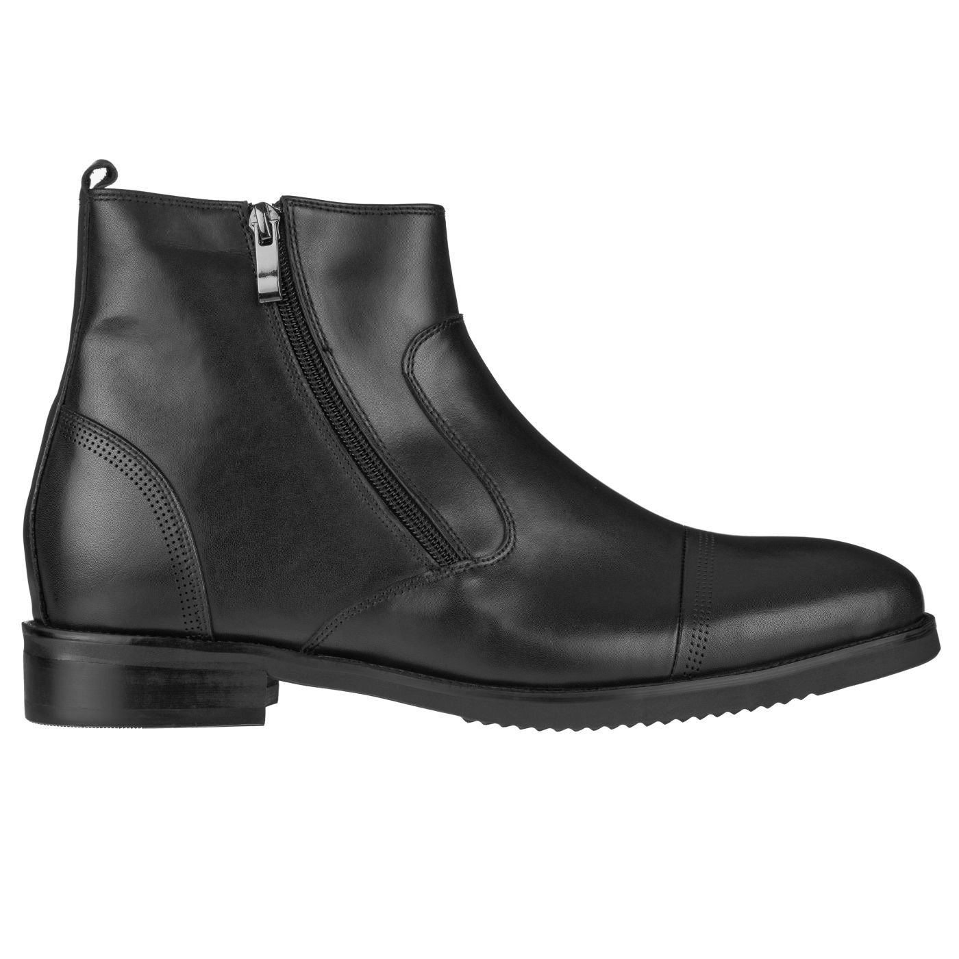 CALTO - S28001 - 3.2 Inches Taller (Black) - Lightweight - Zipper Boots - WonderingCloth