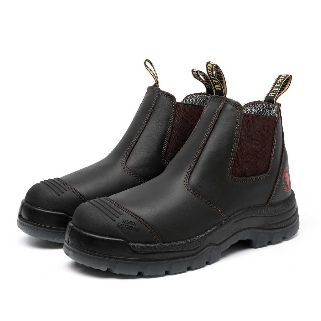 ROCKROOSTER Bakken Dark Brown 6 inch Pull on Leather Work Boots AK229 - WonderingCloth