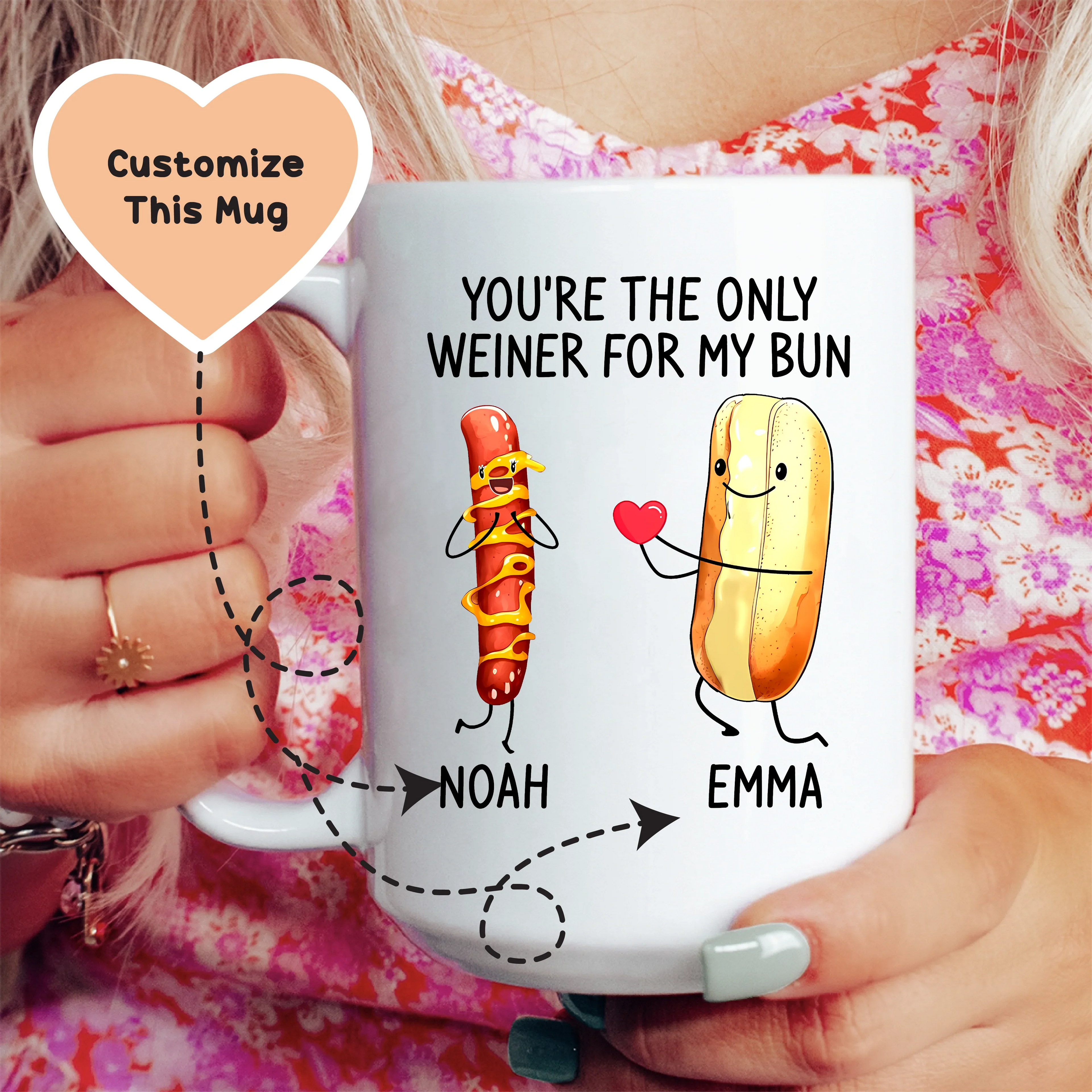 You're The Only Weiner For My Bun Custom Mug - WonderingCloth